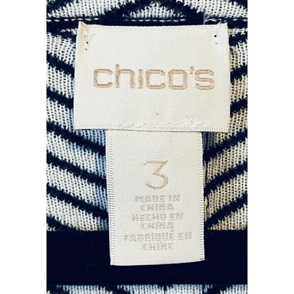 Chicos Sweater Womens XL Black Striped Esther Blazer Cardigan Silk Blend - Picture 5 of 8
